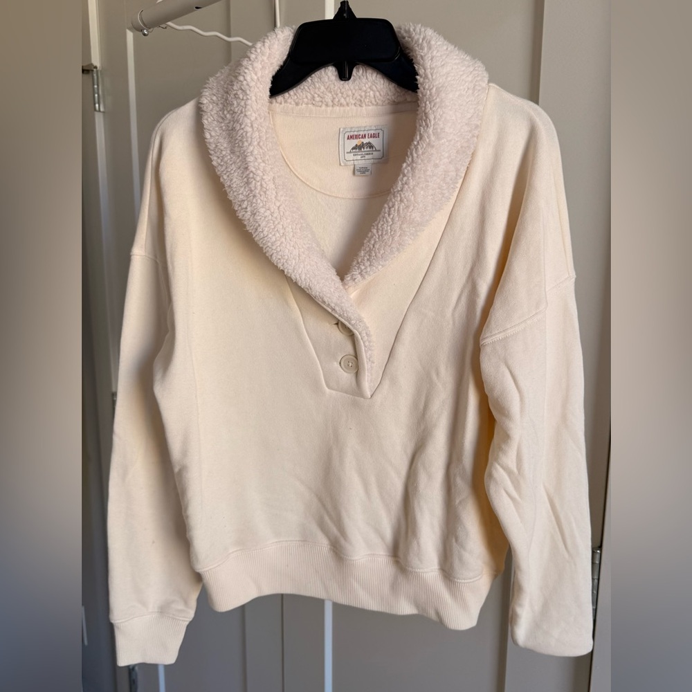 American Eagle Cream Sherpa Jacket